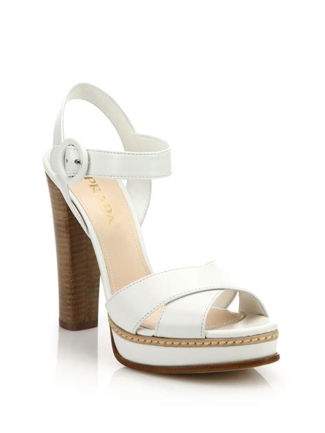 prada white leather sandals|prada platform sandals outlet.